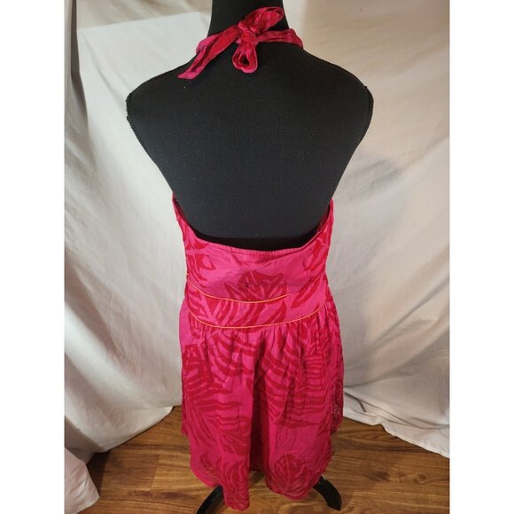 Free People Y2K Pink Tropical Palms Halter Dress Size 6 - Picture 5 of 6